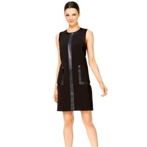 NOWT Calvin Klein Black Dress with Faux Leather Trim